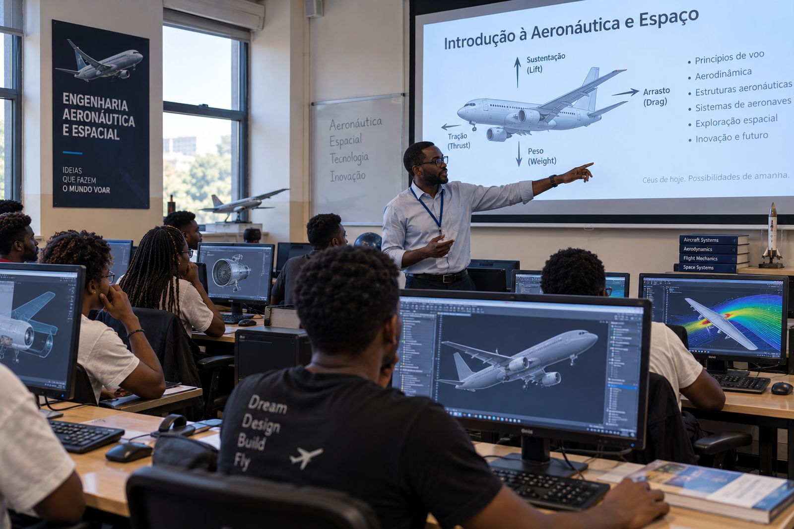 Aula de engenharia aeronáutica e espacial