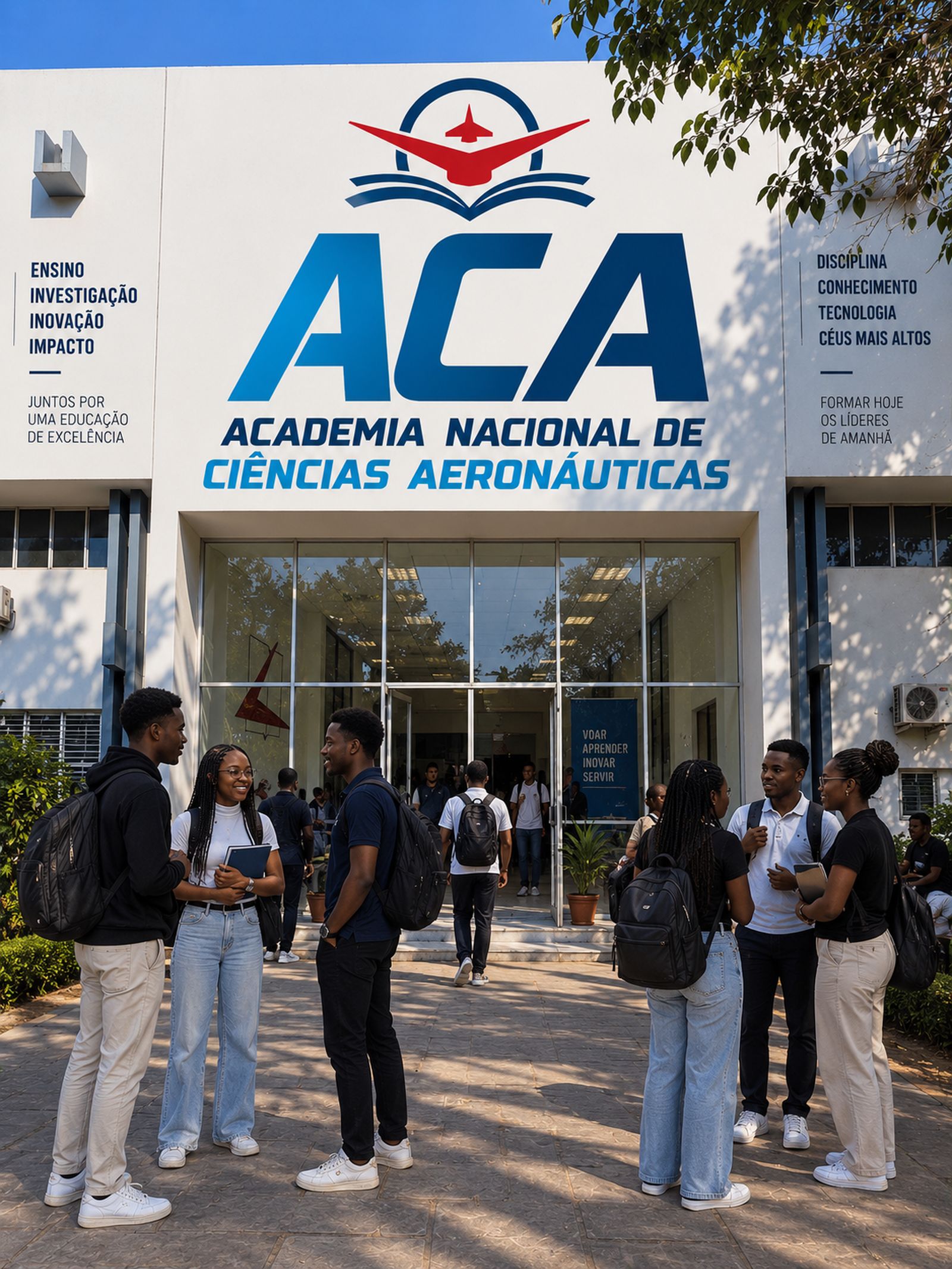 Estudantes da ACA à entrada da Academia