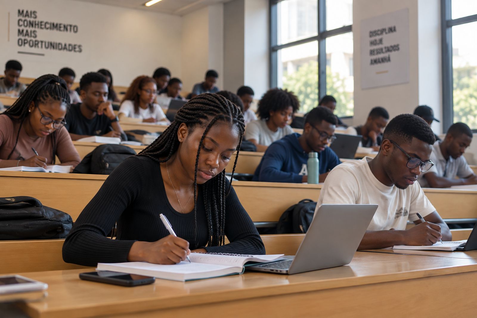 Estudantes numa aula teórica